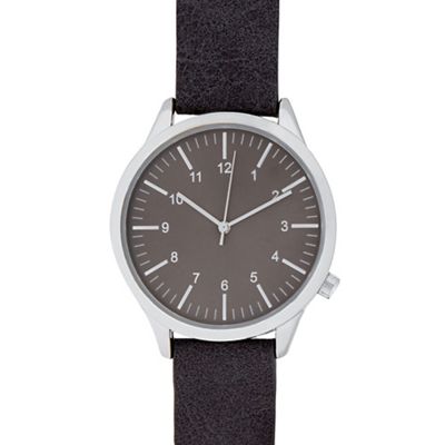 Mens grey grained strap watch
